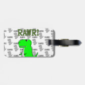 白黒怒のパターンで可愛いTレックス ラゲッジタグ (裏面横)