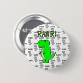 白黒怒のパターンで可愛いTレックス 缶バッジ (正面&裏面)