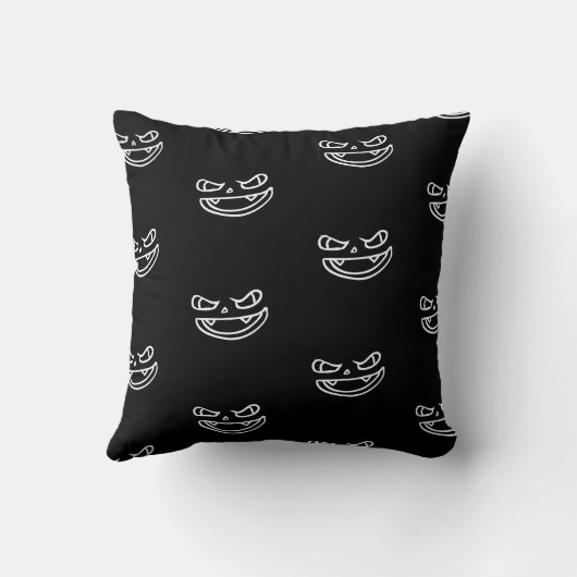白黒怒ハロウィーンのカボチャのちょうちんハロウィン クッション (裏面)