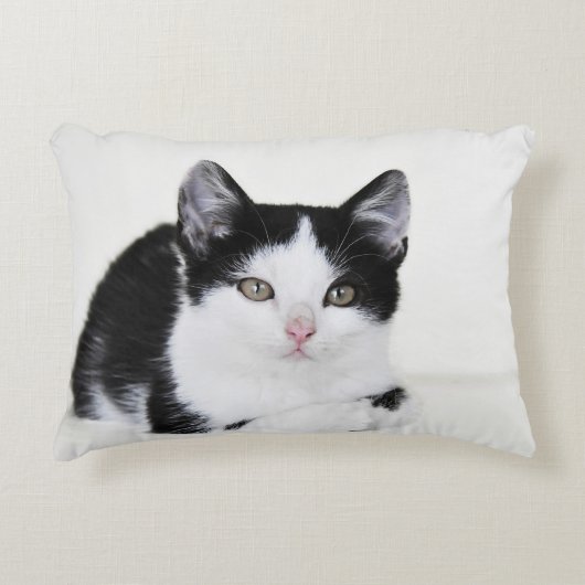 白黒思慮型子猫アクセント枕 アクセントクッション (正面)