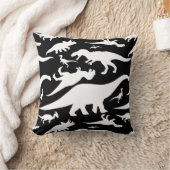 白黒恐竜パターン クッション (ブランケット)