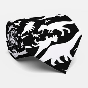 白黒恐竜パターン ネクタイ