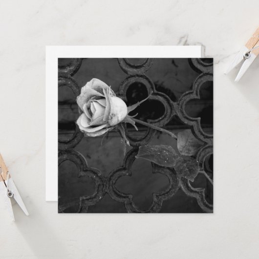 白黒悔やみや弔慰カードに上がりました カード (正面/裏面インサイチュ)