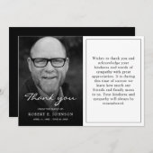 白黒悔やみや弔慰悲しみ損失葬儀写真 サンキューカード (正面/裏面)