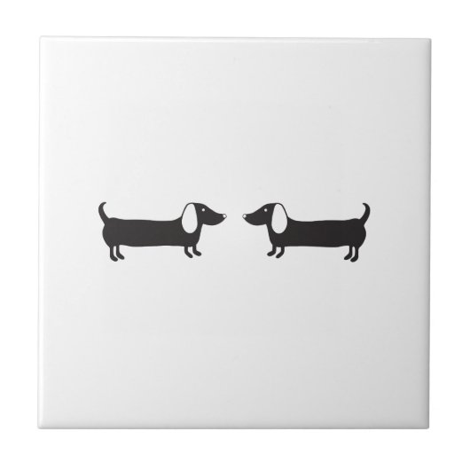 白黒愛のダックスフント タイル (正面)