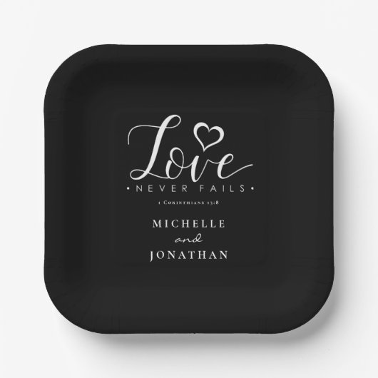 白黒愛は聖書の聖句を決して破らない結婚 ペーパープレート (正面)