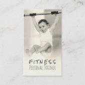 白黒愛らしいベビーフィットネスパーソナルトレーナー 名刺 (正面)