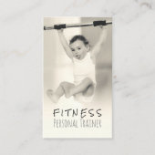 白黒愛らしいベビーフィットネスパーソナルトレーナー 名刺 (正面)