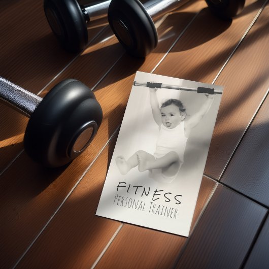 白黒愛らしいベビーフィットネスパーソナルトレーナー 名刺