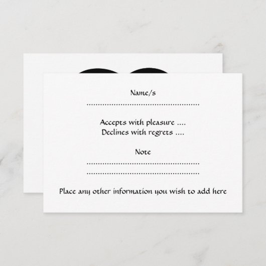 白黒愛ハートの設計 出欠カード (正面/裏面)