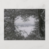 白黒愛雪のハートの写真のクリスマス シーズンポストカード (正面)