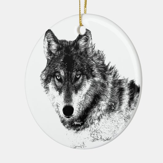 白黒感動的ウルフアイズ セラミックオーナメント (左)