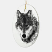 白黒感動的ウルフアイズ セラミックオーナメント (左)