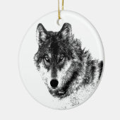 白黒感動的ウルフアイズ セラミックオーナメント (左)