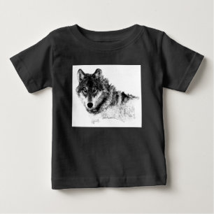 白黒感動的ウルフアイズ ベビーTシャツ