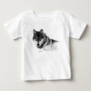 白黒感動的ウルフアイズ ベビーTシャツ