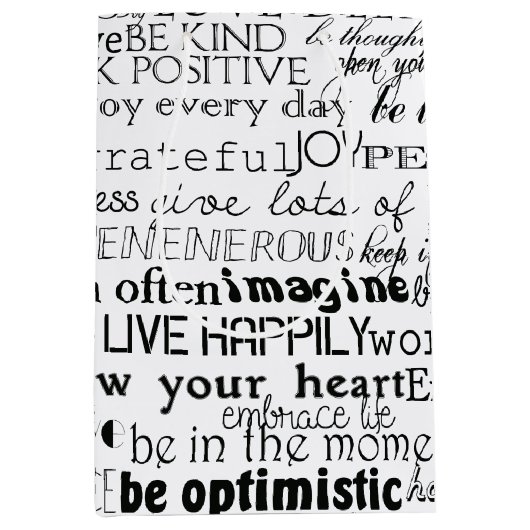 白黒感動的ワーズクリスマス ミディアムペーパーバッグ (正面)