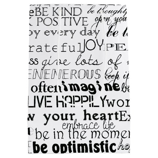 白黒感動的ワーズクリスマス ミディアムペーパーバッグ (裏面)