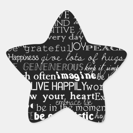 白黒感動的ワーズクリスマス 星シール (正面)