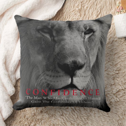 白黒感動的自信ライオン クッション (ブランケット)