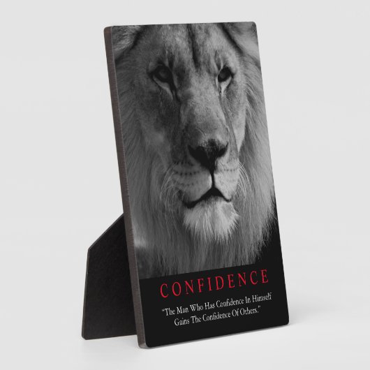 白黒感動的自信ライオン フォトプラーク (側面)