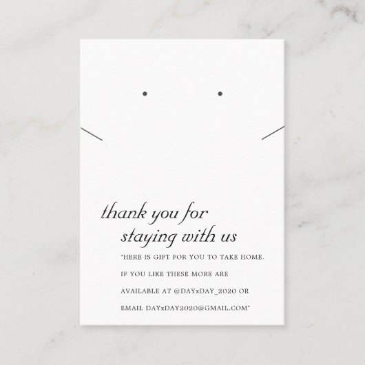 白黒感謝ネックレスイヤリングカード プレイスカード (正面)