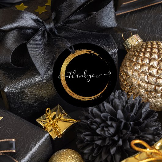 白黒感謝金ゴールドフレームモダン ラウンドシール