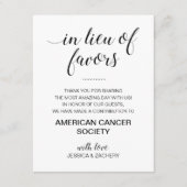 白黒慈善事業に代わる結婚式の引き出物 エンクロージャーカード (正面)