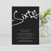 白黒成人60歳の誕生日パーティー 招待状 (スタンド正面)