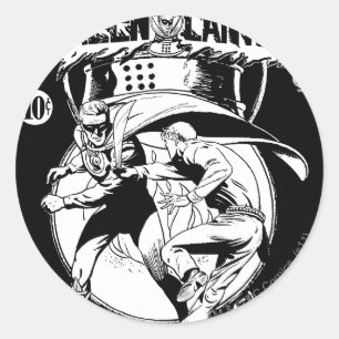 白黒戦いの岬が付いている緑のランタン ラウンドシール