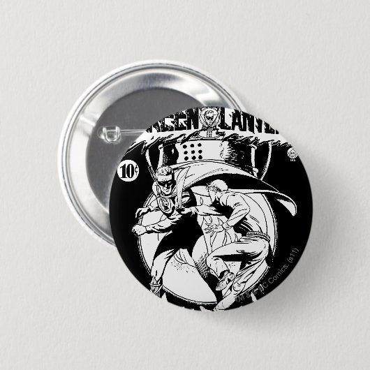 白黒戦いの岬が付いている緑のランタン 缶バッジ (正面&裏面)