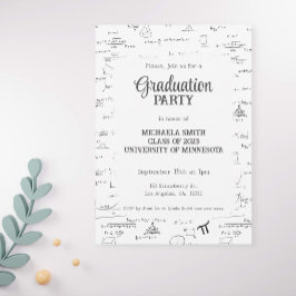 白黒手レタリング数理卒業 招待状