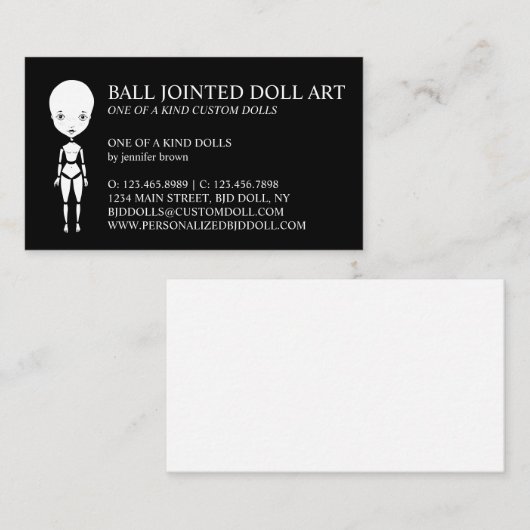 白黒手作り粘土人形収集機 名刺 (正面/裏面)