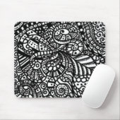 白黒手塗りの落書き マウスパッド (マウス)