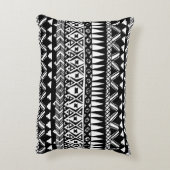 白黒手描きのモダンな種族のアズテック人 アクセントクッション (裏面(縦))