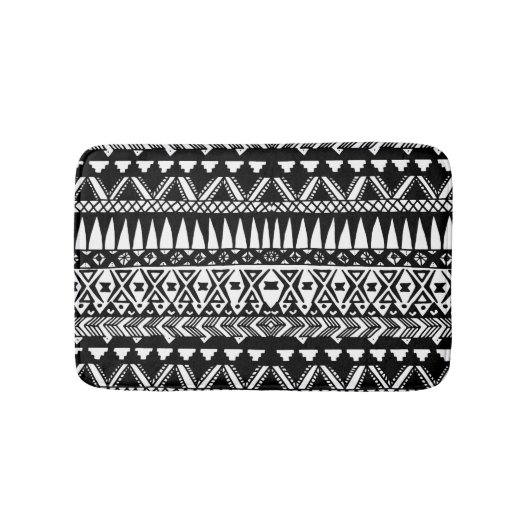 白黒手描きのモダンな種族のアズテック人 バスマット (正面)