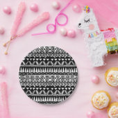 白黒手描きのモダンな種族のアズテック人 ペーパープレート (パーティー)