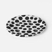 白黒手描きの水彩画の水玉模様 ペーパープレート (アングル)