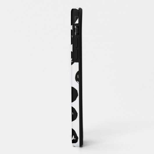 白黒手描きの水彩画の水玉模様 Case-Mate iPhoneケース (裏面/左)