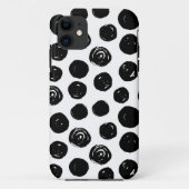 白黒手描きの水彩画の水玉模様 Case-Mate iPhoneケース (裏面)