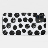白黒手描きの水彩画の水玉模様 Case-Mate iPhoneケース (裏面(横))