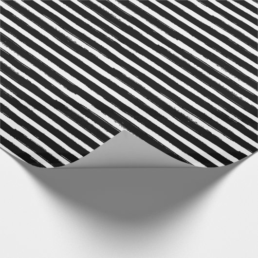 白黒手描きの水彩画は縞で飾ります ラッピングペーパー (角)