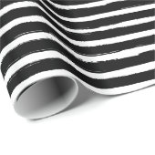 白黒手描きの水彩画は縞で飾ります ラッピングペーパー (ロールコーナー)