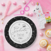 白黒手描きグラードパーティー紙プレート ペーパープレート (パーティー)