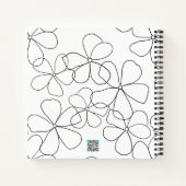 白黒手描きスケッチ大型フラワージャーナル ノートブック (裏面)