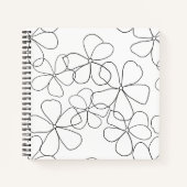 白黒手描きスケッチ大型フラワージャーナル ノートブック (正面)