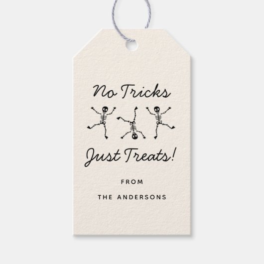 白黒手描きスケルトン ハロウィン ギフトタグ (正面)
