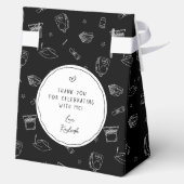 白黒手描きパーソナライズされた卒業 フェイバーボックス (裏面)