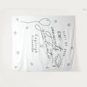 白黒手描き卒業写真の背景 タペストリー (正面(横))