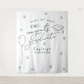 白黒手描き卒業写真の背景 タペストリー (正面)